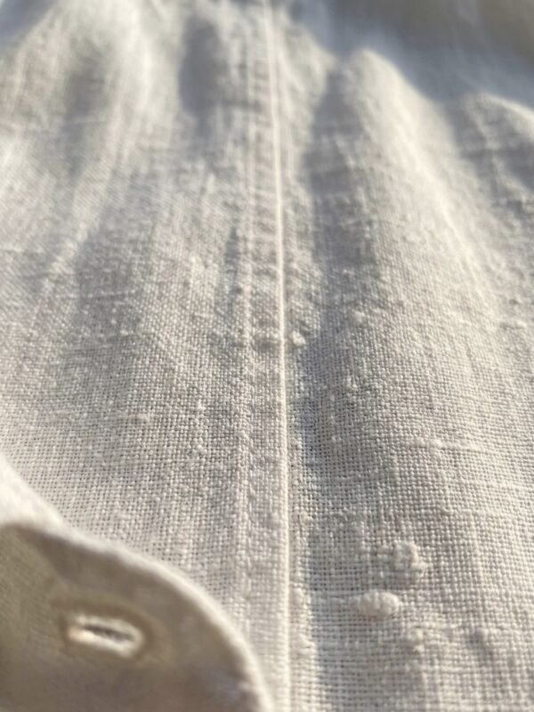 EcoModa men's loose-fit summer cardigan crafted from breathable linen-tencel blend fabric with lapel collar.