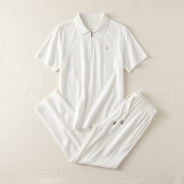 EcoModa linen-Tencel polo shirt and jogger set