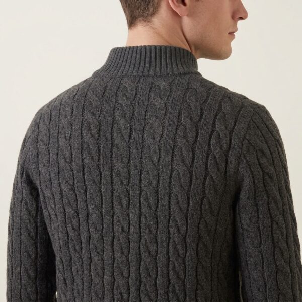 EcoModa cable-knit quarter-zip sweater with half-turtleneck collar - detail view 2