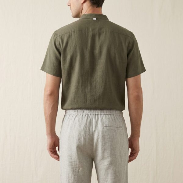 EcoModa linen-cotton stand-collar shirt and pants set - detail view 2